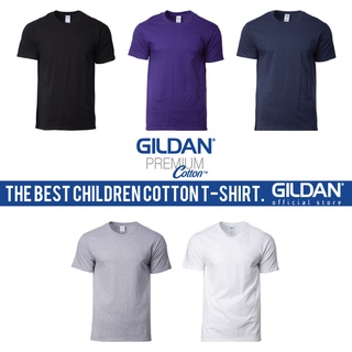 Gildan Youth เสื้อยืด ผ้าฝ้าย พรีเมี่ยม สีม่วง กรมท่า ขาว RS สีเทา ดํา สําหรับเด็กผู้ชาย ผู้หญิง 76000B