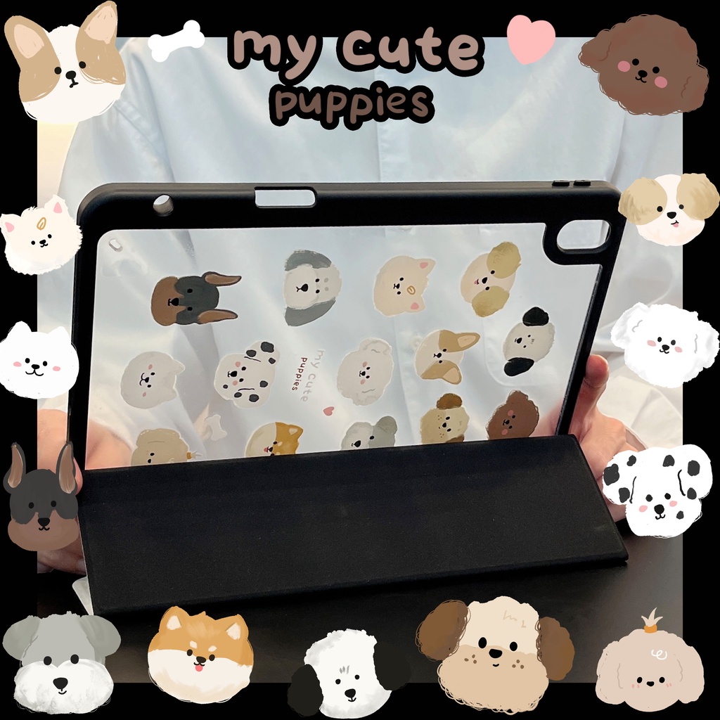 พร้อมส่ง เคสไอแพด PC Air5 Pro11 2024 การ์ตูน ลูกสุนัข Acrylic เคส Gen9 Gen8 Case iPad Air6 11 MINI7