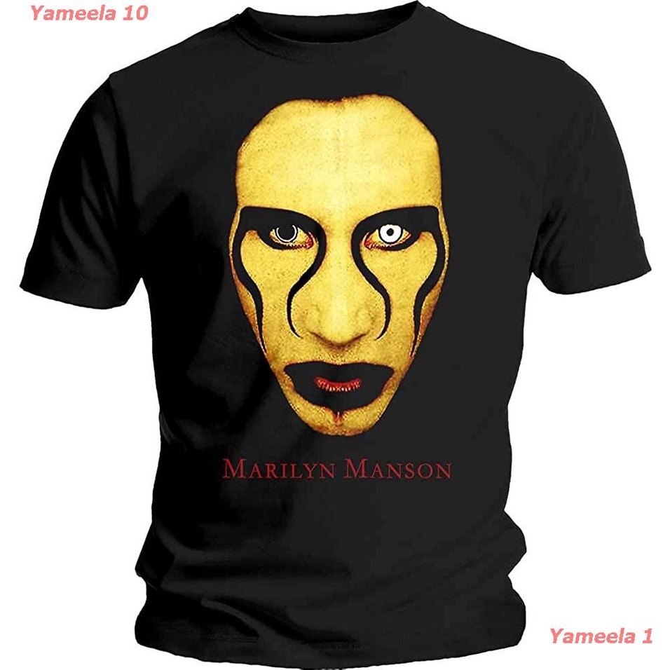 เสื้อยืดลำลองYameela 10 Marilyn Manson Men's Sex Is Dead Slim Fit T-Shirt Black  มาริลีน แมนสัน Marilyn Manson วงร็อค เส