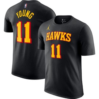 เสื้อยืดอินเทรนด์ผู้ชายอินเทรนด์ผู้หญิงNike Jordan Brand Atlanta Hawks No. เสื้อบาสเก็ตบอล 11 Trae Young Statement Editi
