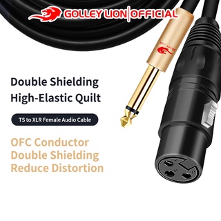 Golley Lion  Ts แจ็คโมโนสายเคเบิ้ลไมโครโฟน สําหรับไมโครโฟนไดนามิกตัวเมีย Xlr เป็น 1/4 (6.35 มม.)