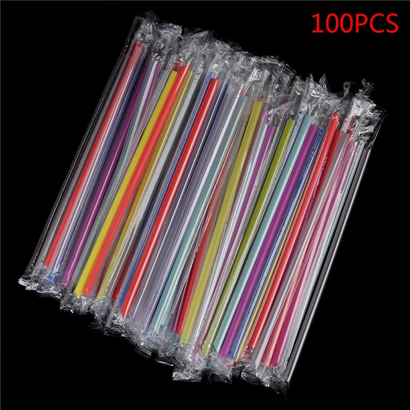 หลอดพลาสติกใส แบบใช้แล้วทิ้ง สําหรับปาร์ตี้วันเกิด 100 ชิ้น