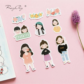 สติกเกอร์ซอง Rosy Girls V.2 ✨ เซ็ต 45 ชิ้น DIY Sticker Stickers Pocket สติ๊กเกอร์ ไดคัท mimisplan