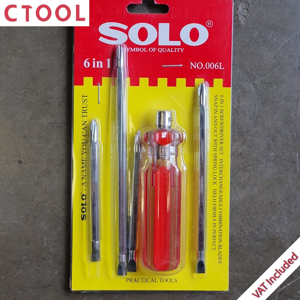 ไขควงสลับ 6in1 006L Solo ของแท้ - Authentic 6in1 Screwdriver Set Interchangeable Combination Blades - ซีทูล Ctoolhard...