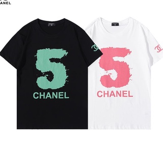 [S-5XL][ป้ายแท็ก + ฉลาก] CHANE1 เสื้อยืดแขนสั้น พิมพ์ลายตัวอักษร C คู่ สไตล์ยุโรป คลาสสิก สําหรับผู้ชาย และผู้หญิง เบอร์