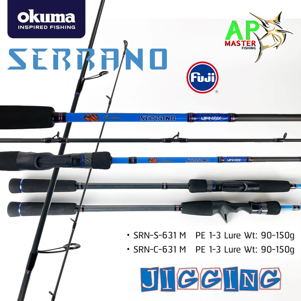 คันจิ๊ก Okuma Serrano 6'3ฟุต ท่อนเดียว PE 1-3 Lure Wt:90-150g คันJigging Okuma