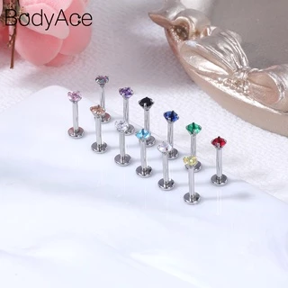 Bodyace จิวเจาะหู ทรงกระบอก สเตนเลส 2 3 4 มม. 1 ชิ้น