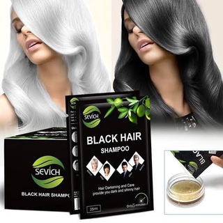 ps456shop : SEVICH Black Hair Shampoo แชมพูย้อมผมดำ ปิดผมขาวใน 5 นาที ใช้ง่ายสีติดทนนาน กลิ่นหอม ขนาด 25 ml.(1ซอง)