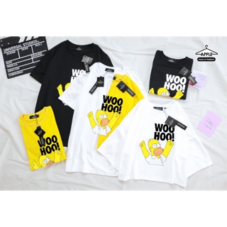 เสื้อยืด คู่ครอป โปโล ลายซิมสัน Woo Hoo ตัลล๊าคค ราคาต่อตัว