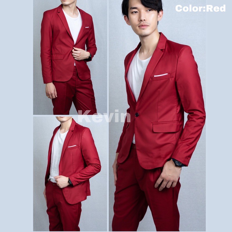 เสื้อสูทสีแดงรุ่นB19 ชุดสูทสีแดง red brazer
