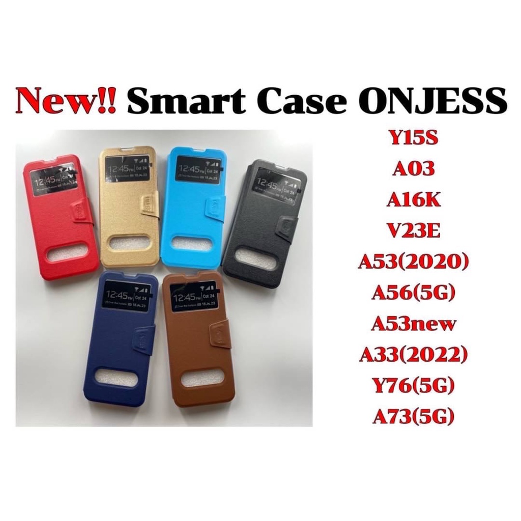 ล่าสุด เคส เปิด-ปิด ฝาพับ Smart Case Onjess  Vivo Y15S V23E Y76 (5G)/ samsung A03/ Oppo A16K A56(5G)