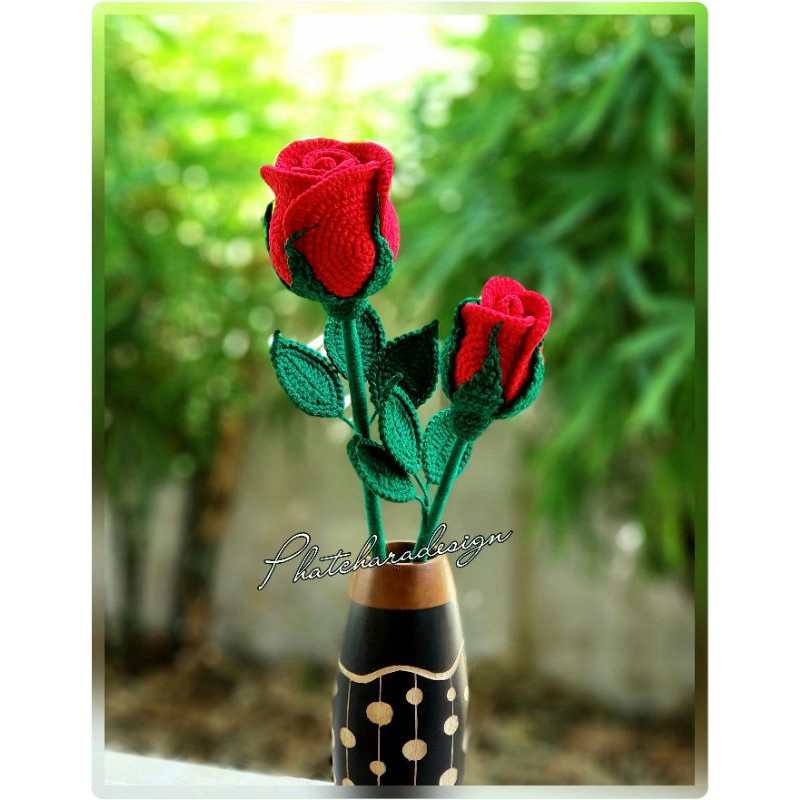 ดอกกุหลาบวาเลนไทน์🌹ดอกกุหลาบไหมพรม ดอกกุหลาบโครเชต์ ดอกกุหลาบวาเลนไทน์🌹💗พร้อมส่ง💗