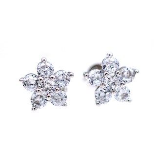 Fashion Ms. Earrings Floral Zircon Silver Stud Earrings