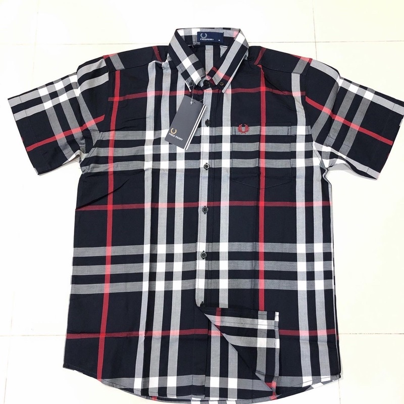 fredperryสก๊อตสีกรม4ไซด์เนื้อผ้าที่ดีที่สุด