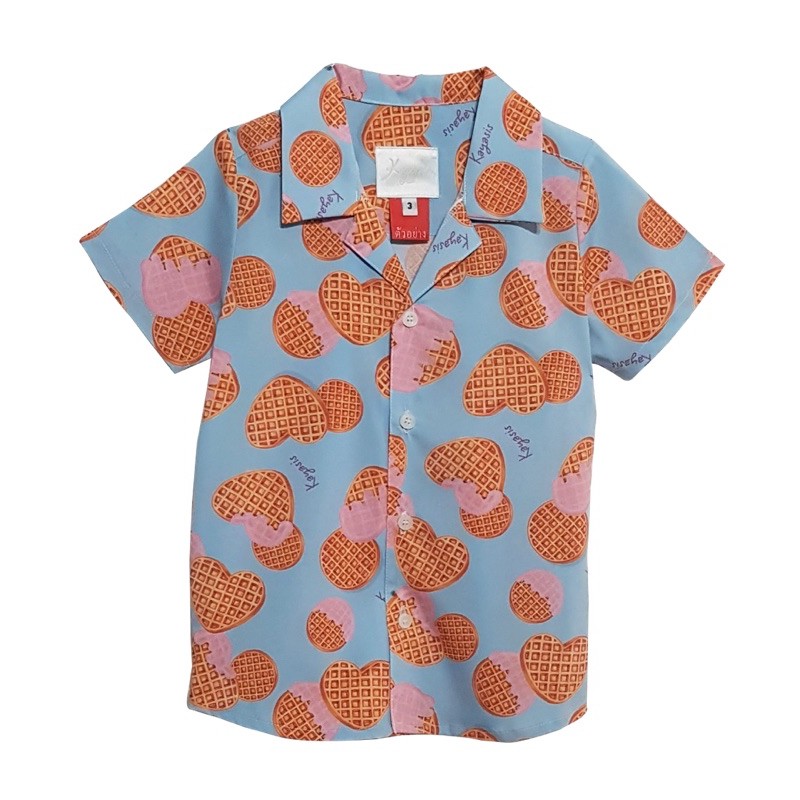 KAYASIS l SR25 - Secret Recipe Waffle Print Shirt for Kids