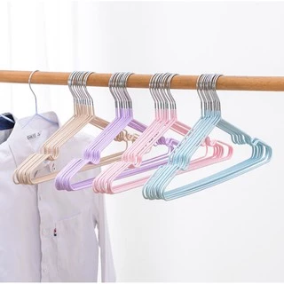 🔥🔥 ไม้แขวนเสื้อ แพค4-10ชิ้น สแตนเลสเคลือบPVC #F-0021