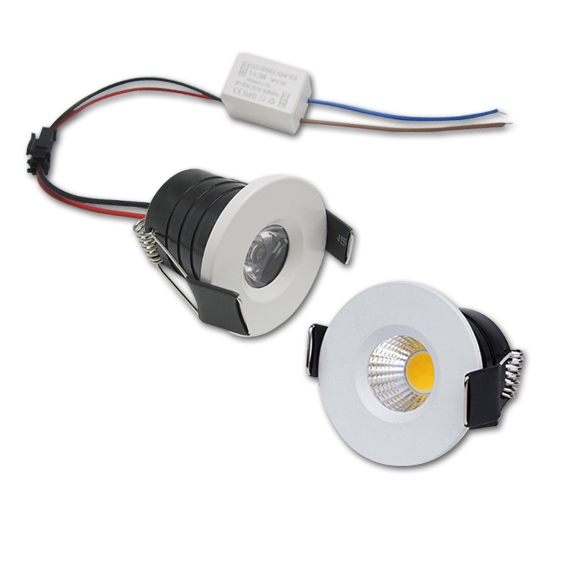 ใหม่ 1W /3W Led สีขาว/วอร์มไวท์ AC 85-265V Mini Reccessed โคมไฟเพดาน Led ดาวน์ไลท์เครื่องประดับตู้โคมไฟ COB Mini Spotlight โคมไฟ