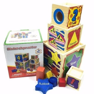 Wooden toys กล่องไม้คำศัพท์เรียงซ้อน 5 ชิ้น