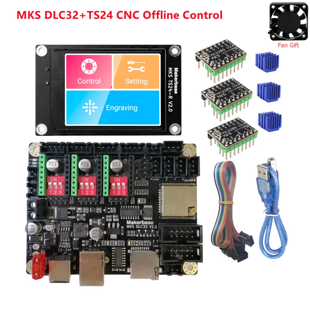 【In Stock】grbl 32 bit CNC shield controller ESP32 WIFI MKS DLC32 V2.1 offline control board TS24 touchscreen for CNC eng #0