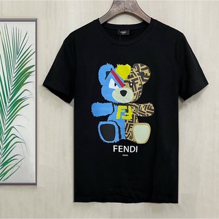 เสื้อยืดผ้าฝ้ายFend1 2022 เสื้อยืดแขนสั้นคอกลมพิมพ์ลายโลโก้หมีแฟชั่นผู้ชายL XL  XXL 3XL