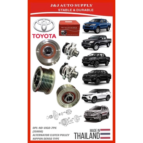 OPL-ND-VIGO-7PK ยี่ห้อ J&J ALTERNATOR CLUTCH PULLEY (15MM) 7PK สําหรับการใช้งาน: TOYOTA HILUX VIGO K