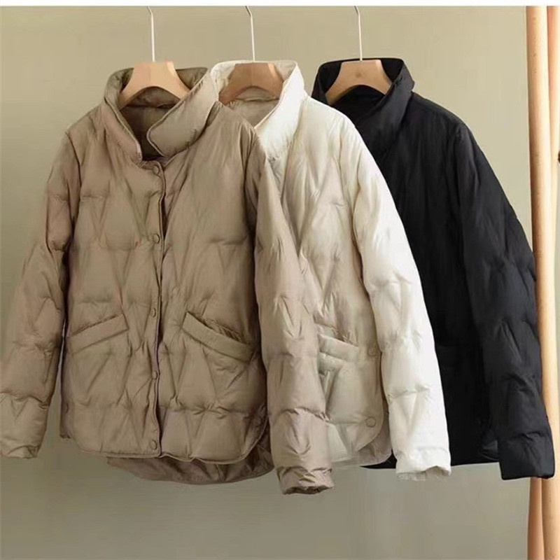 หลังการขายUltra Light White Duck Down Jacket Parka Autumn Winter Women Single-breasted Warm Down Coat Female Long Sleeve #4