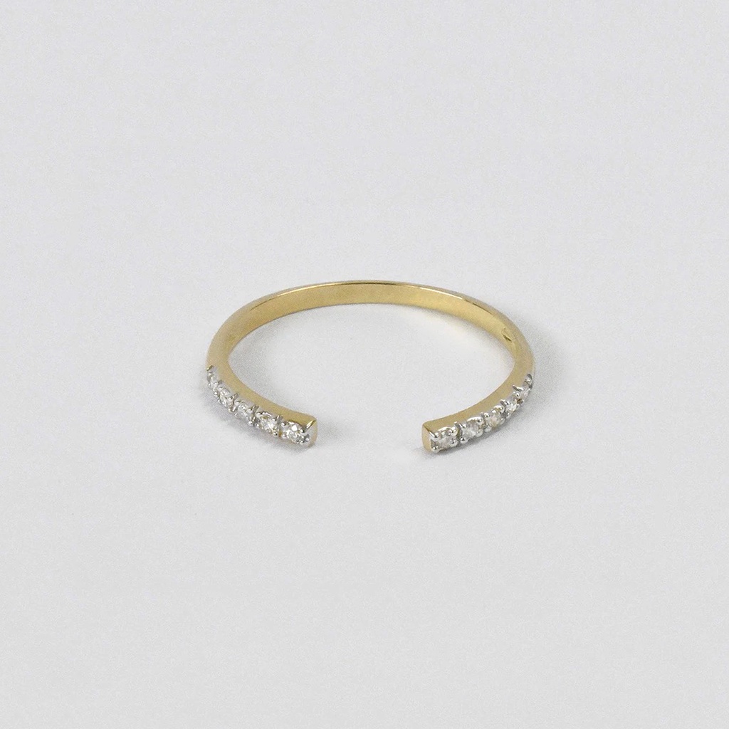 Jewels By Tarry แหวนทองคำแท้ ฝังเพชร 14K สี Yellow gold ดีไซน์แหวนเปิด