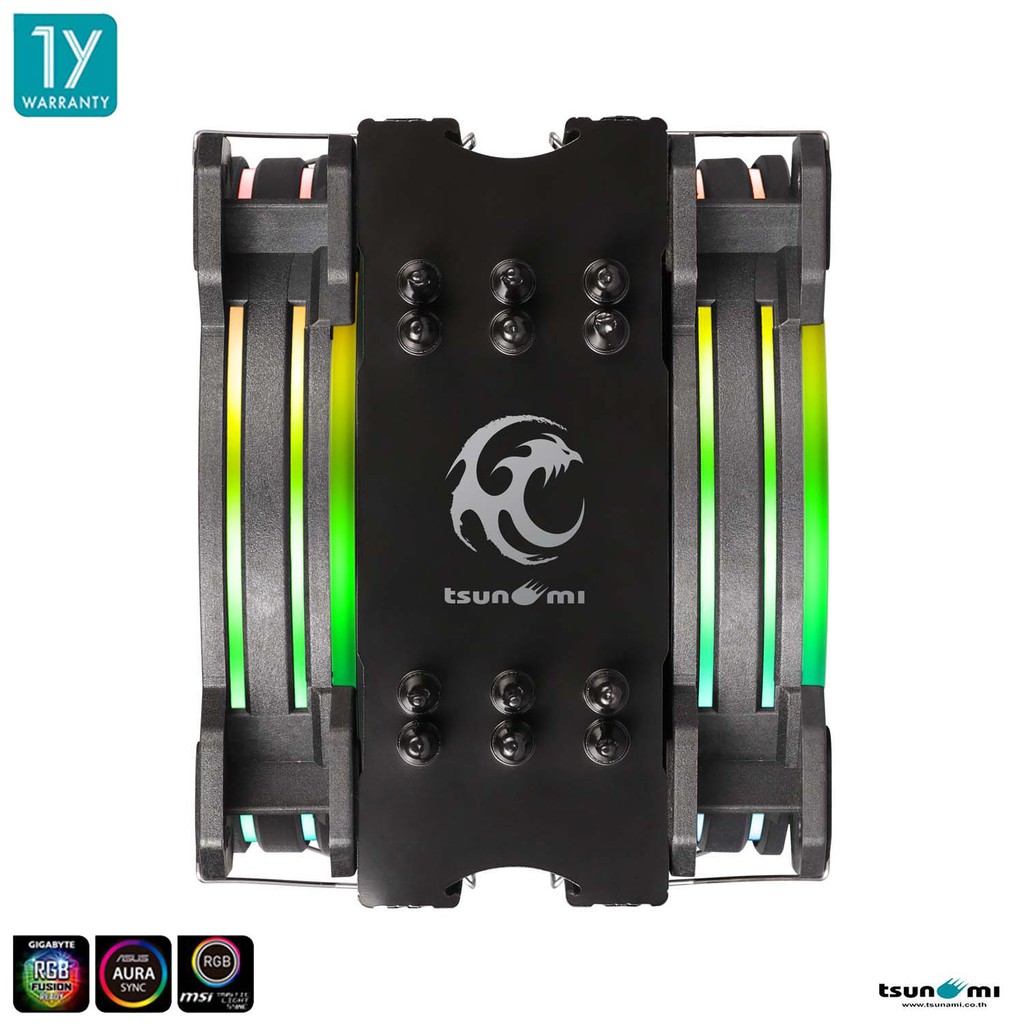 ซีพียูคูลเลอร์ Tsunami Protector Series TSS-9100  6 Heatpipe 180W ARGB CPU Cooler (Intel/AMD Compatible)(รับประกันสินค้า 1 ปี)