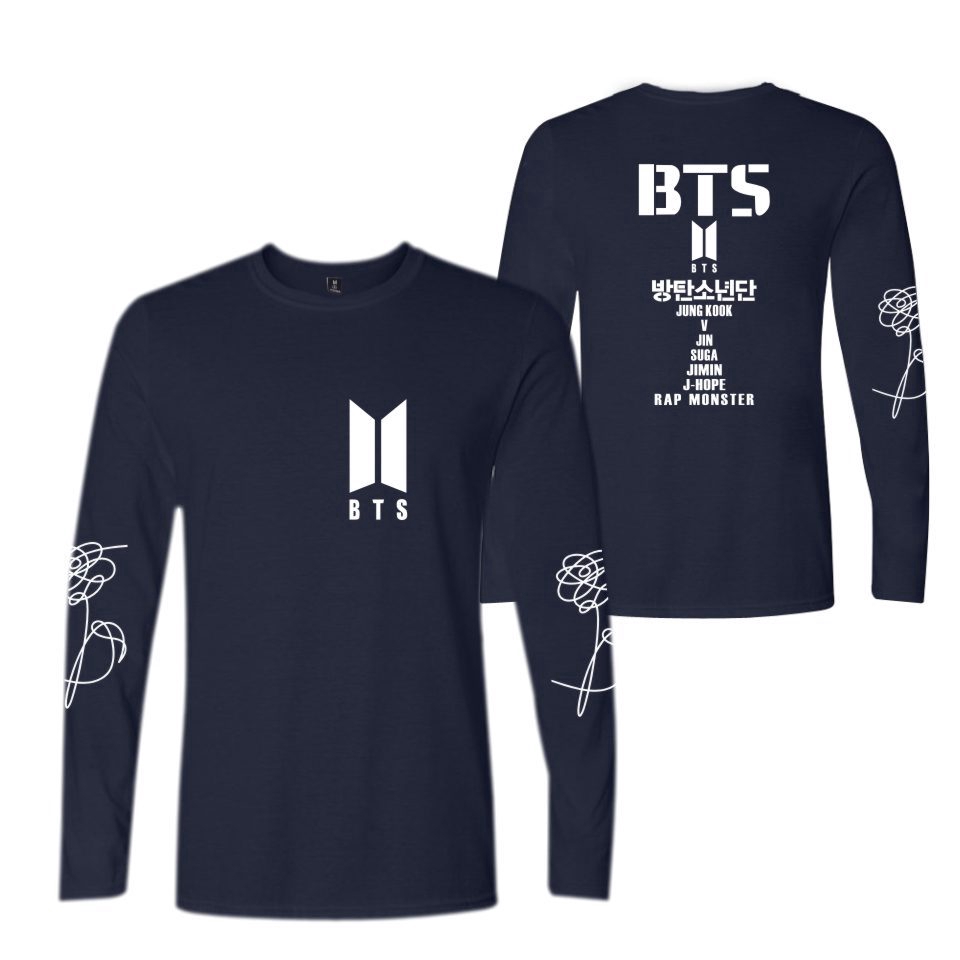 BTS TShirt BTS เสื้อยืดแขนยาว BTS Cotton TShirt ผู้ชายแขนยาวผ้าฝ้ายเสื้อยืด