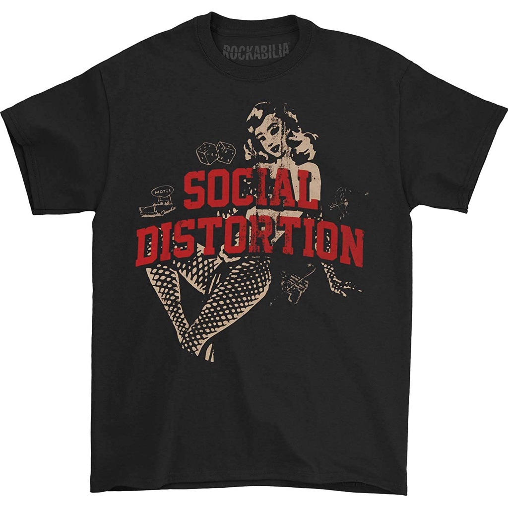 Social Distortion Mens White Light Icons Tee เสื้อยืดสีดํา