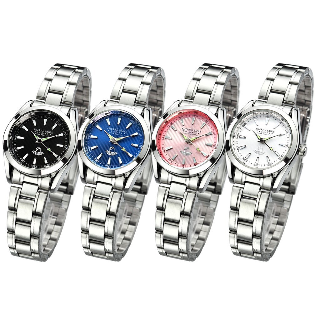 นาฬิกาคู่ นาฬิกาข้อมือผู้หญิง นาฬิกา🔥AMERICA EAGLE🔥สำหรับผู้หญิง สายสแตนเลส กันน้ำ ของแท้ รุ่น AE023L ฟรีกล่อง ชำระเงิ