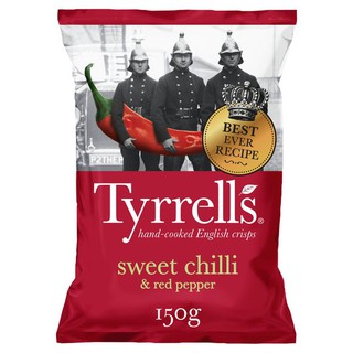 Tyrrells Sweet Chilli &amp; Red Pepper Crisps 150g. ไทร์เรลลื  พริกหวานกรอบพริกแดง 150 กรัม