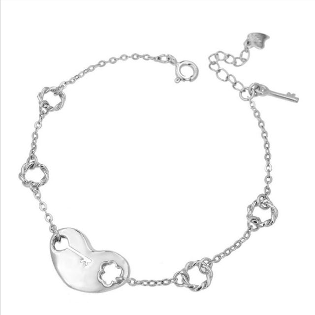BRACELET WHITE KEY / GELANG TANGAN KUNCI PLATED WHITE GOLD 925 STERLING PERAK IMPORT