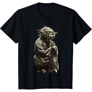 เสื้อยืดสีขาวเสื้อยืดแขนสั้น คอกลม ผ้าฝ้าย พิมพ์ลายกราฟฟิค Star Wars Yoda Crouching Portrait แฟชั่นฤดูร้อน สําหรับผู้ชาย