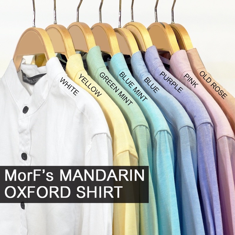 Mandarin Long Sleeve เสื้อเชิ้ต oxford คอจีนแขนยาว สีพาสเทล