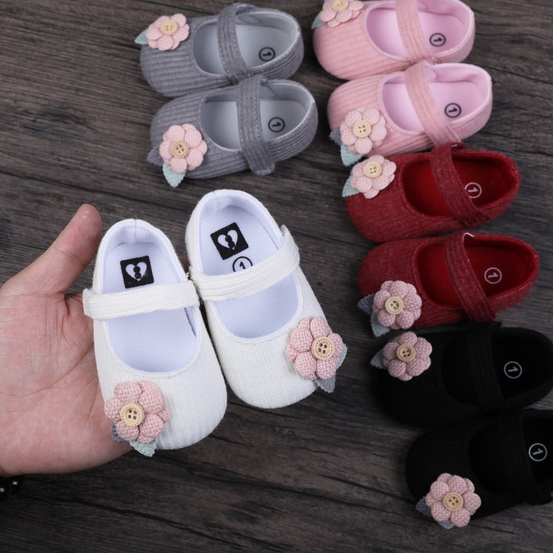 Baby Girls Shoes Cute Flower Princess Soft Bottom Toddler Shoes Infant Anti-Slip Shoe First Walkers 0-18 Months Baby