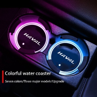 Haval ที่วางแก้วน้ำในรถยนต์มีไฟ Led 7 สี ที่รองแก้วน้ำ / 1Pcs USB charging Car Led Cup Holder Water Bottom Mat Haval H6 Jolion 2021