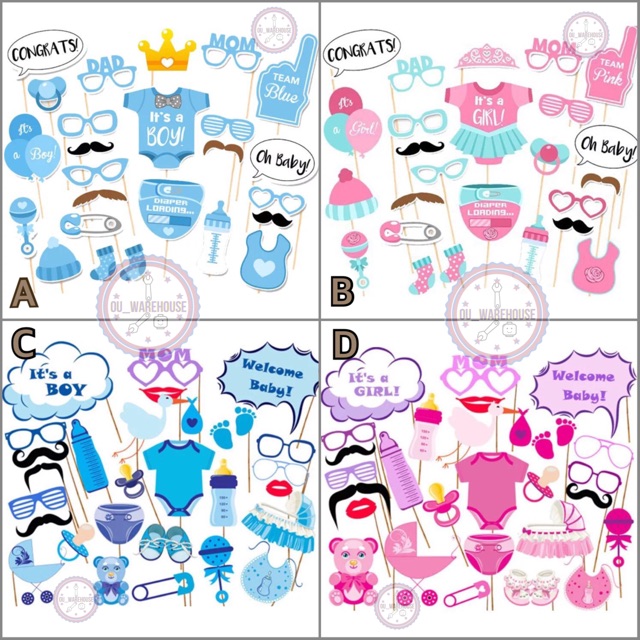 Acc photobooth baby shower - อุปกรณ์เสริมรูปภาพสําหรับเด็ก - อุปกรณ์เสริมตู้รูปถ่าย - อุปกรณ์เสริม p