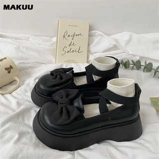 Makuu JK รองเท้าแพลตฟอร์ม รองเท้าแมรี่เจน หัวกลม ขนาดเล็ก สไตล์ญี่ปุ่น แฟชั่นฤดูใบไม้ผลิ และฤดูใบไม้ร่วง สําหรับผู้หญิง