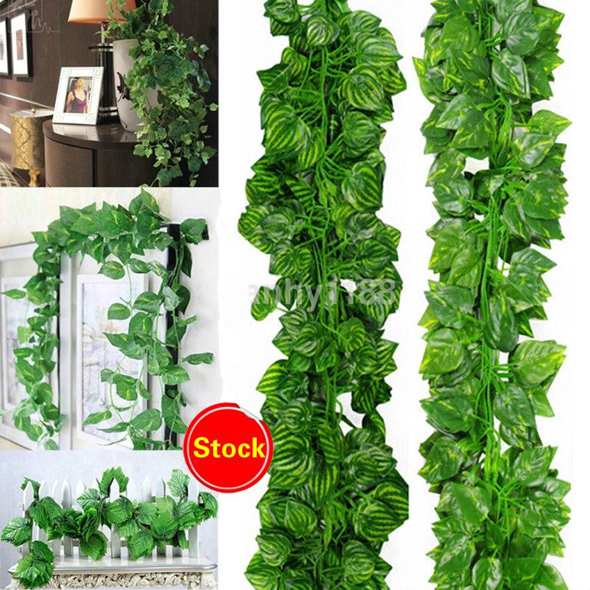 2M Ivy Leaf Garland Green Plant Plastic Vine Foliage Yard Home Garden Decor