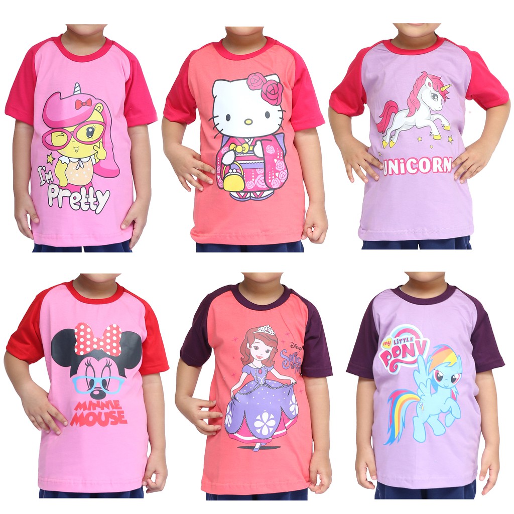 SOFIA HELLO KITTY PONY CARTOON MOTIF GIRLS เสื้อยืดแขนสั้น