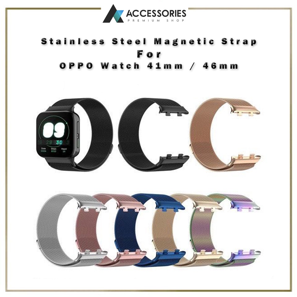 My Stock- สายนาฬิกาแม่เหล็กสแตนเลสสําหรับ OPPO Watch 41mm 46mm