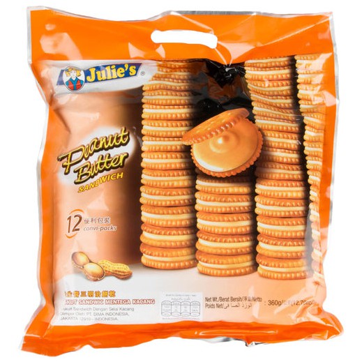บิสกิตเนยถั่ว peanut butter 360 กรัม julie's