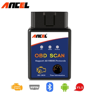 Ancel ELM327 OBD2 เครื่องสแกนเนอร์ อ่านบลูทูธ V1.5 ขนาดเล็ก สําหรับรถยนต์