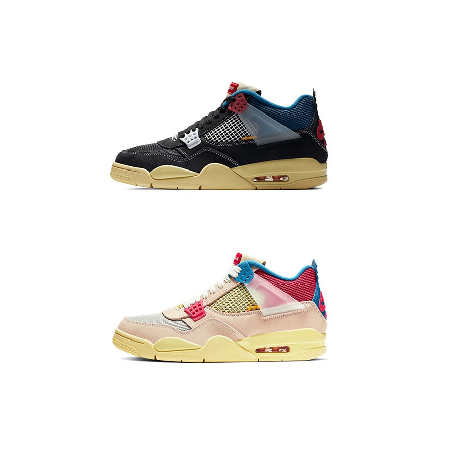 pink blue and black jordan 4s