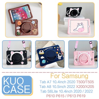 เคสซิลิโคน พร้อมขาตั้ง หมุนได้ 360 องศา สําหรับ Samsung Tab A8 10.5 2022 X200 Tab A7 10.4 2020 T500 S6 Lite P610 P613 Tab A 10.1 2019 T510 T515