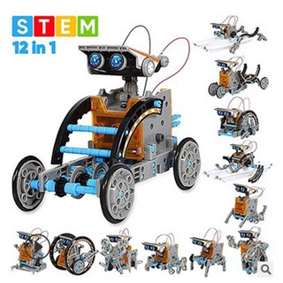 12 in 1 Solar Robot Toys for Kids, Solar and Cell Powered Dual Drive Motor DIY Building Science Learning Educational Experiment Kit, Gift for Boys Girls