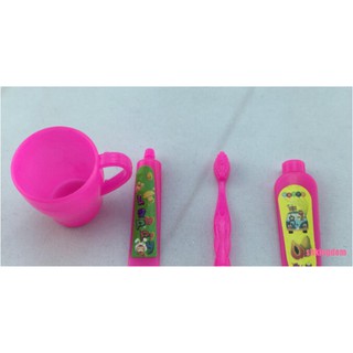 [SHKIb] Cute 4 Pieces/ Set Barbie Rose Fuchsia Toothpaste Tube Toothbrush Bathroom Accesso DOM