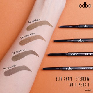 OD703 ODBO Slim Shape Eyebrow Auto Pencil 0.1g.  ดินสอเขียนคิ้วแบบแท่งหมุนระบบออโต้ล็อค