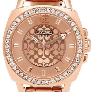 COACH นาฬิกาข้อมือผู้หญิง รุ่น 14501701 Mini Boyfriend Rose Gold Tone Bracelet Watch